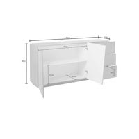 Credenza moderna a 2 ante e 3 Ariet, Made in Italy, Madia da cucina, Buffet di design da soggiorno, cm 180x43h86, Grigio Ardesia