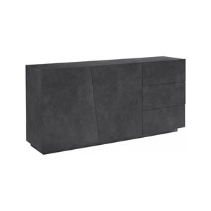 Credenza moderna a 2 ante e 3 Ariet, Made in Italy, Madia da cucina, Buffet di design da soggiorno, cm 180x43h86, Grigio Ardesia