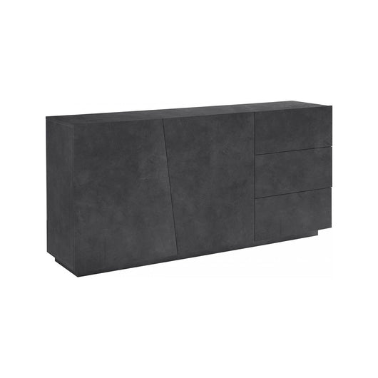 Credenza moderna a 2 ante e 3 Ariet, Made in Italy, Madia da cucina, Buffet di design da soggiorno, cm 180x43h86, Grigio Ardesia