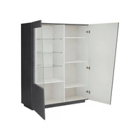 Vetrina moderna con anta a Ask, Made in Italy, Credenza con luce LED bianca, Vetrinetta da soggiorno, cm 120x43h146, Grigio Ardesia