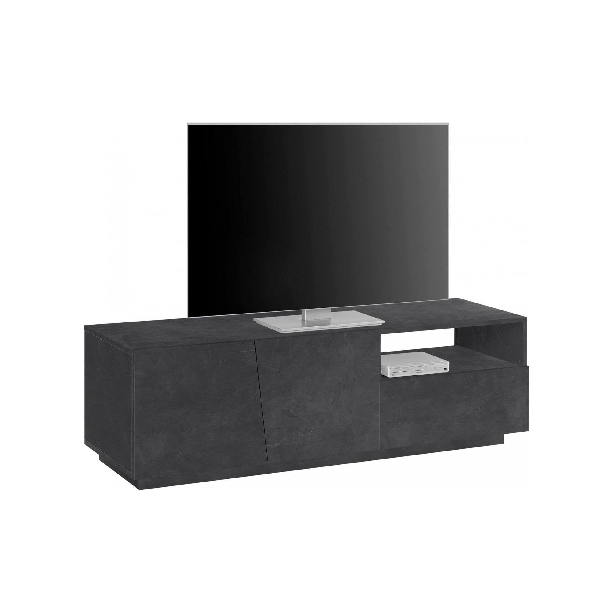 Mobile da soggiorno Porta Aiace, Made in Italy, Credenza per Aiace da salotto a 2 ante e 1 cassetto, cm 150x43h46, Grigio Ardesia