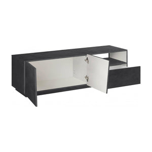 Mobile da soggiorno Porta Aiace, Made in Italy, Credenza per Aiace da salotto a 2 ante e 1 cassetto, cm 150x43h46, Grigio Ardesia