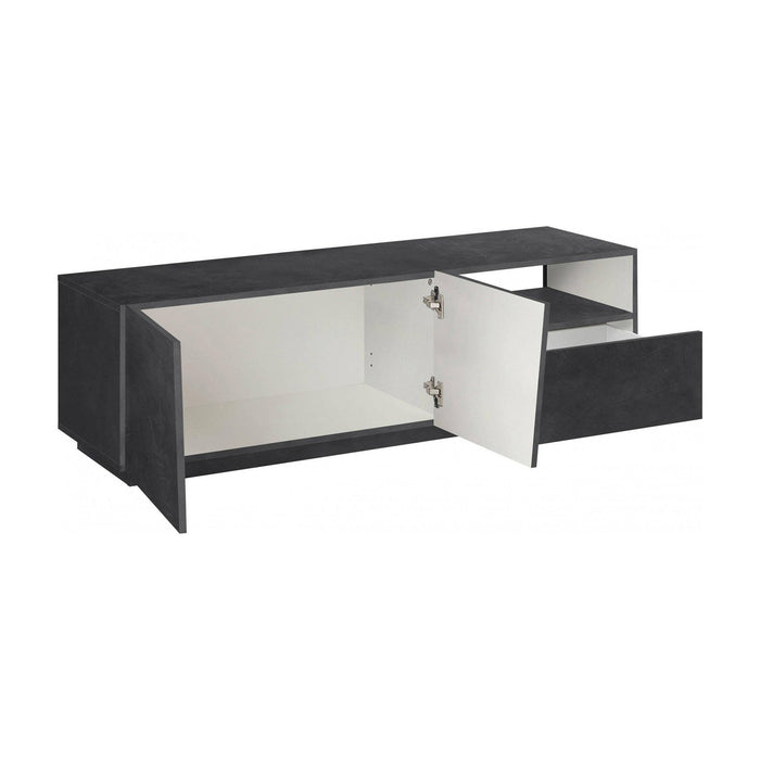 Mobile da soggiorno Porta Aiace, Made in Italy, Credenza per Aiace da salotto a 2 ante e 1 cassetto, cm 150x43h46, Grigio Ardesia