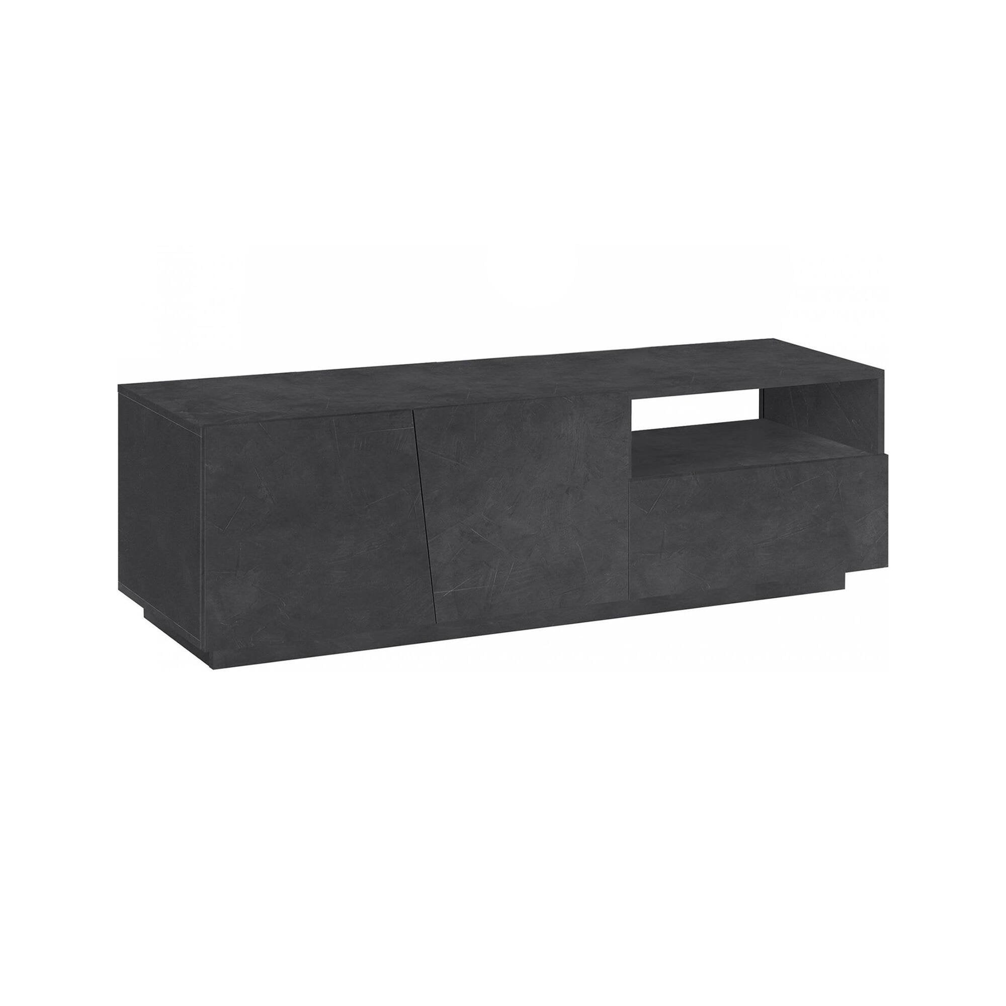 Mobile da soggiorno Porta Aiace, Made in Italy, Credenza per Aiace da salotto a 2 ante e 1 cassetto, cm 150x43h46, Grigio Ardesia