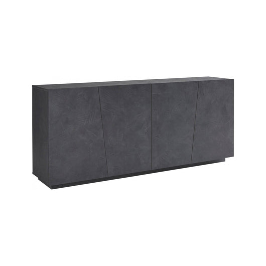 Credenza moderna a 4 Apollo, Made in Italy, Madia da cucina, Buffet di design da soggiorno, cm 200x43h86, Grigio Ardesia