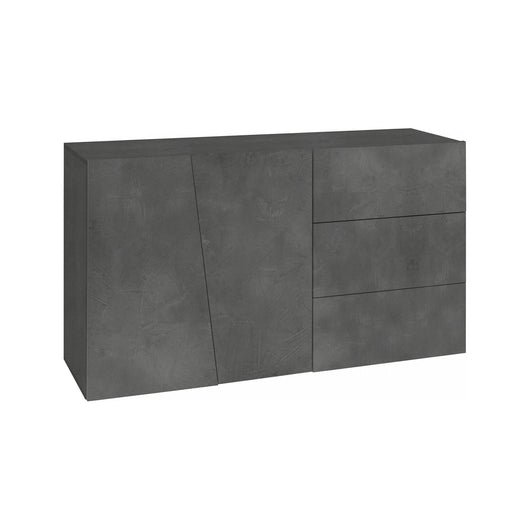 Credenza moderna a 2 ante e 3 Favonio, Made in Italy, Madia da cucina, Buffet di design da soggiorno, cm 141x43h86, Grigio Ardesia