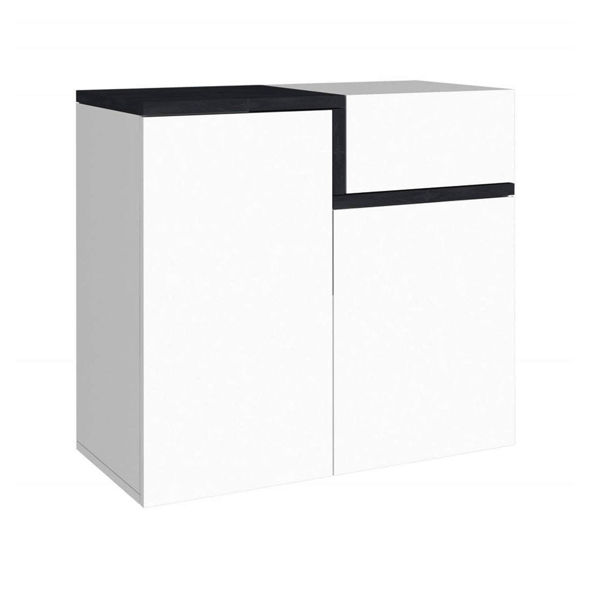 Scarpiera Morfeo, Made in Italy, a 2 ante e 1 anta a ribalta, Portascarpe da ingresso, Mobile multiuso, cm 80x40h80, Bianco lucido e Grigio Ardesia