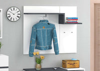 Mobile appendiabiti da Mugello, Made in Italy, con ganci e tubo per appendini, Entratina moderna, cm 120x30h100, Bianco lucido e Grigio Ardesia