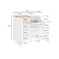 Scarpiera Morfeo, Made in Italy, a 2 ante e 1 anta a ribalta, Portascarpe da ingresso, Mobile multiuso, cm 80x40h80, Bianco lucido e Acero