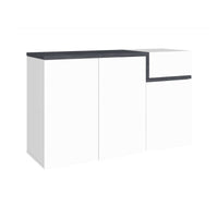 Scarpiera Anist, Made in Italy, 3 ante e 1 anta a ribalta, Mobile Portascarpe da ingresso, cm 120x40h80, Bianco lucido e Grigio Ardesia