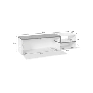 Mobile da soggiorno Porta Fluorite, Made in Italy, Credenza per Fluorite a 2 ante, Porta Fluorite da salotto, cm 160x40h46, Bianco lucido e Ardesia