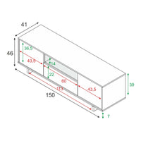 Mobile porta TV Andalusia, Credenza per televisione da soggiorno, Supporto TV a 3 ante, Credenza bassa da salotto, cm 150x41h46, Rovere