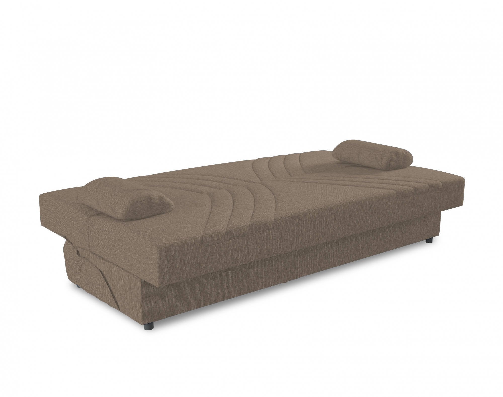 Divano letto Apicella, Divano letto contenitore a 3 posti con 2 cuscini inclusi, SofÒ  da soggiorno in tessuto imbottito con apertura click-clack, Cm 181x81h88, Beige