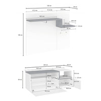 Mobile da ingresso Graziella, Made in Italy, Entratina con appendiabiti e scarpiera, Porta TV, cm 120x40h54, Bianco lucido e Acero