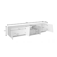 Mobile da soggiorno Porta Azzurras, Made in Italy, Credenza per Azzurras da salotto a 4 ante e 1 cassetto, cm 220x43h46, Bianco lucido