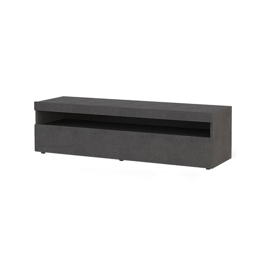 Mobile da soggiorno Porta Gianna, Made in Italy, Supporto per Gianna a 1 anta, Credenza da salotto, cm 130x45h36, Grigio Cenere, con luce LED bianca