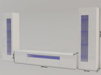 Parete attrezzata da soggiorno Aslhey, Made in Italy, Mobile porta TV, Set salotto moderno, cm 300x40h162, Antracite lucido