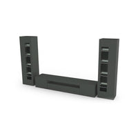 Parete attrezzata da soggiorno Aslhey, Made in Italy, Mobile porta TV, Set salotto moderno, cm 300x40h162, Antracite lucido