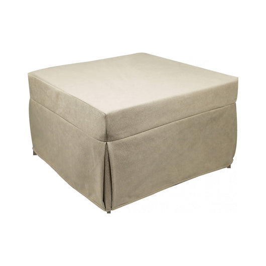 Puof trasformabile in letto Arno, Made in Italy, Letto pieghevole, Pouf in tessuto sfoderabile salvaspazio da soggiorno, cm 78x78/195h45, Beige