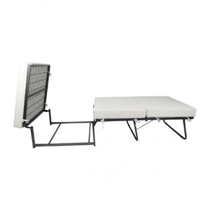 Puof trasformabile in letto Arno, Made in Italy, Letto pieghevole, Pouf in tessuto sfoderabile salvaspazio da soggiorno, cm 78x78/195h45, Tortora