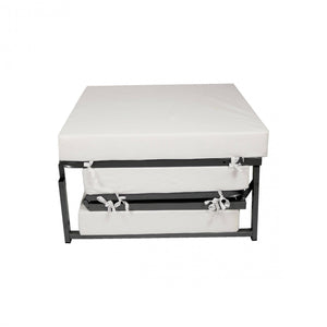 Puof trasformabile in letto Arno, Made in Italy, Letto pieghevole, Pouf in tessuto sfoderabile salvaspazio da soggiorno, cm 78x78/195h45, Tortora