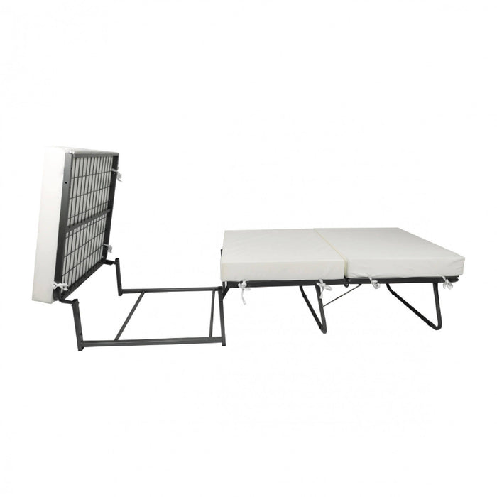 Puof trasformabile in letto Arno, Made in Italy, Letto pieghevole, Pouf in tessuto sfoderabile salvaspazio da soggiorno, cm 78x78/195h45, Marrone