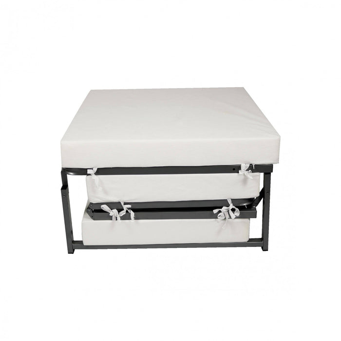 Puof trasformabile in letto Arno, Made in Italy, Letto pieghevole, Pouf in tessuto sfoderabile salvaspazio da soggiorno, cm 78x78/195h45, Marrone