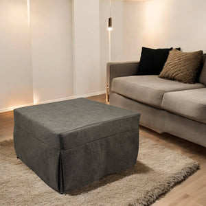Puof trasformabile in letto Arno, Made in Italy, Letto pieghevole, Pouf in tessuto sfoderabile salvaspazio da soggiorno, cm 78x78/195h45, Marrone