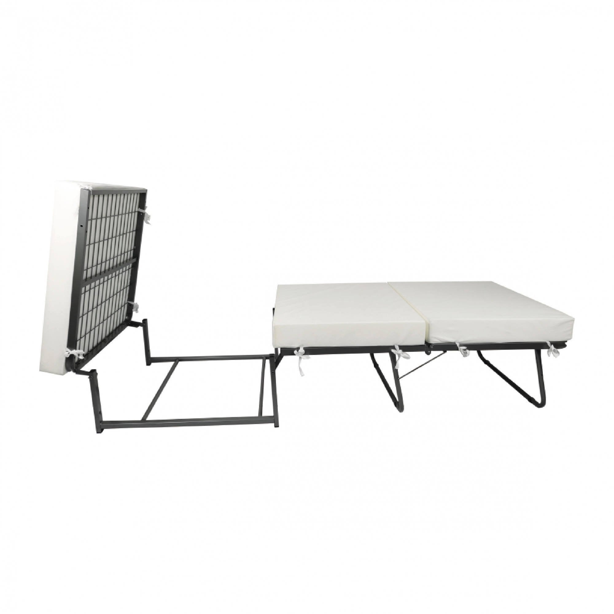 Puof trasformabile in letto Arno, Made in Italy, Letto pieghevole, Pouf in tessuto sfoderabile salvaspazio da soggiorno, cm 78x78/195h45, Azzurro