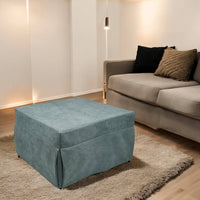 Puof trasformabile in letto Arno, Made in Italy, Letto pieghevole, Pouf in tessuto sfoderabile salvaspazio da soggiorno, cm 78x78/195h45, Azzurro