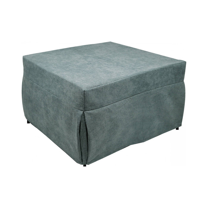 Puof trasformabile in letto Arno, Made in Italy, Letto pieghevole, Pouf in tessuto sfoderabile salvaspazio da soggiorno, cm 78x78/195h45, Azzurro
