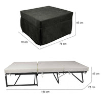 Puof trasformabile in letto Arno, Made in Italy, Letto pieghevole, Pouf in tessuto sfoderabile salvaspazio da soggiorno, cm 78x78/195h45, Grigio