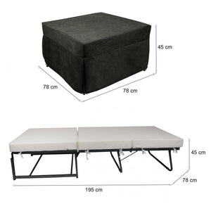 Puof trasformabile in letto Arno, Made in Italy, Letto pieghevole, Pouf in tessuto sfoderabile salvaspazio da soggiorno, cm 78x78/195h45, Grigio