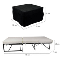 Puof trasformabile in letto Arno, Made in Italy, Letto pieghevole, Pouf in tessuto sfoderabile salvaspazio da soggiorno, cm 78x78/195h45, Nero