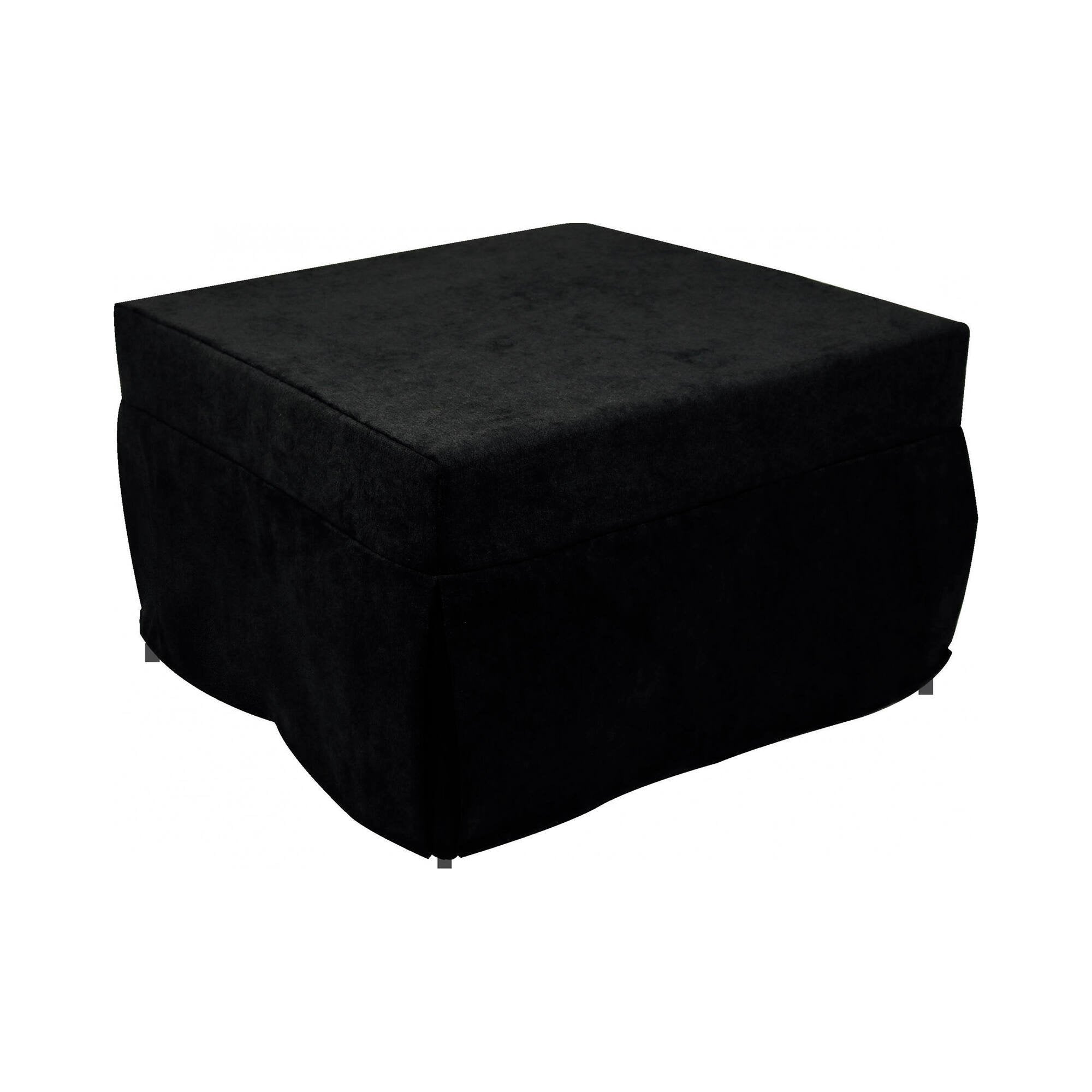 Puof trasformabile in letto Arno, Made in Italy, Letto pieghevole, Pouf in tessuto sfoderabile salvaspazio da soggiorno, cm 78x78/195h45, Nero