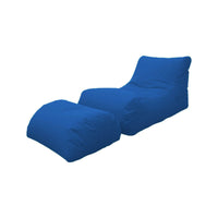 Chaise Longue moderna da Alton, Made in Italy, Poltrona con poggiapiedi in Nylon, Pouf imbottito per camera da letto, cm 120x80h60, colore Blu