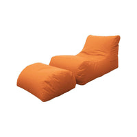Chaise Longue moderna da Alton, Made in Italy, Poltrona con poggiapiedi in Nylon, Pouf imbottito per camera da letto, cm 120x80h60, colore Arancio