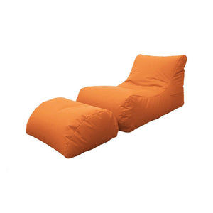 Chaise Longue moderna da Alton, Made in Italy, Poltrona con poggiapiedi in Nylon, Pouf imbottito per camera da letto, cm 120x80h60, colore Arancio