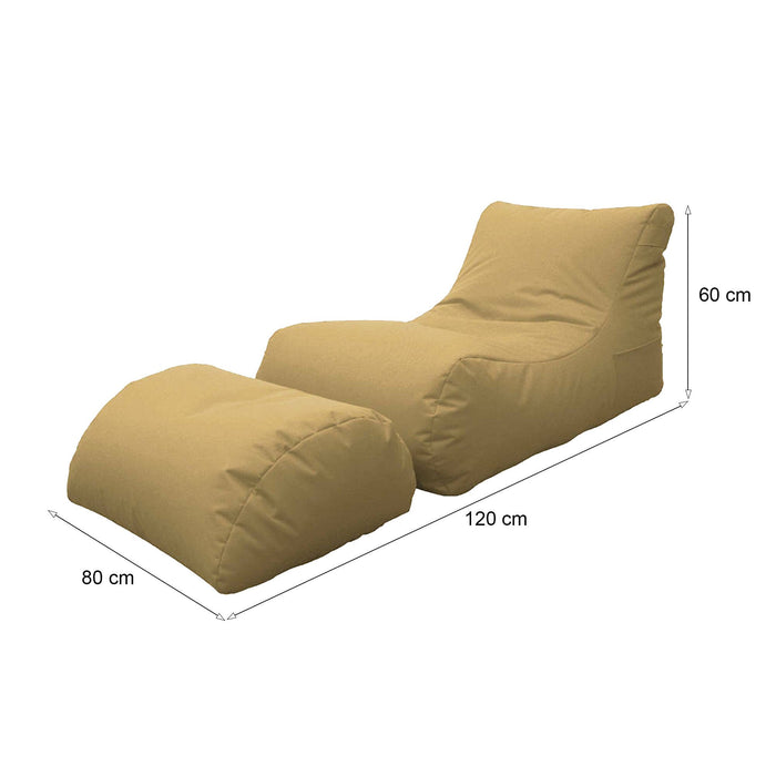 Chaise Longue moderna da Alton, Made in Italy, Poltrona con poggiapiedi in Nylon, Pouf imbottito per camera da letto, cm 120x80h60, colore Beige