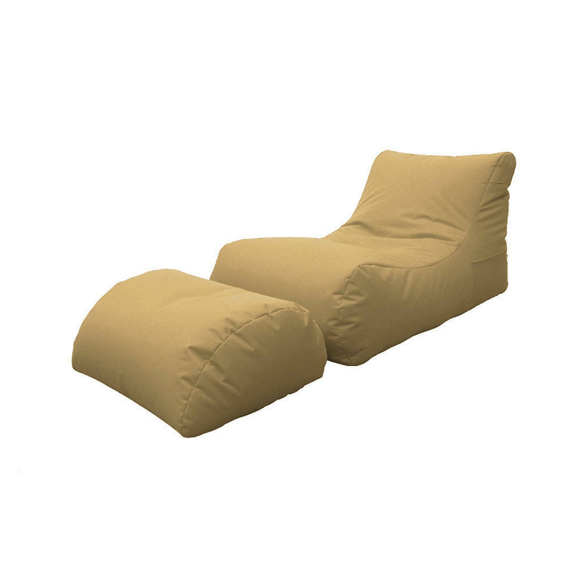 Chaise Longue moderna da Alton, Made in Italy, Poltrona con poggiapiedi in Nylon, Pouf imbottito per camera da letto, cm 120x80h60, colore Beige