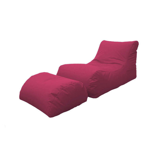 Chaise Longue moderna da Alton, Made in Italy, Poltrona con poggiapiedi in Nylon, Pouf imbottito per camera da letto, cm 120x80h60, colore Fucsia
