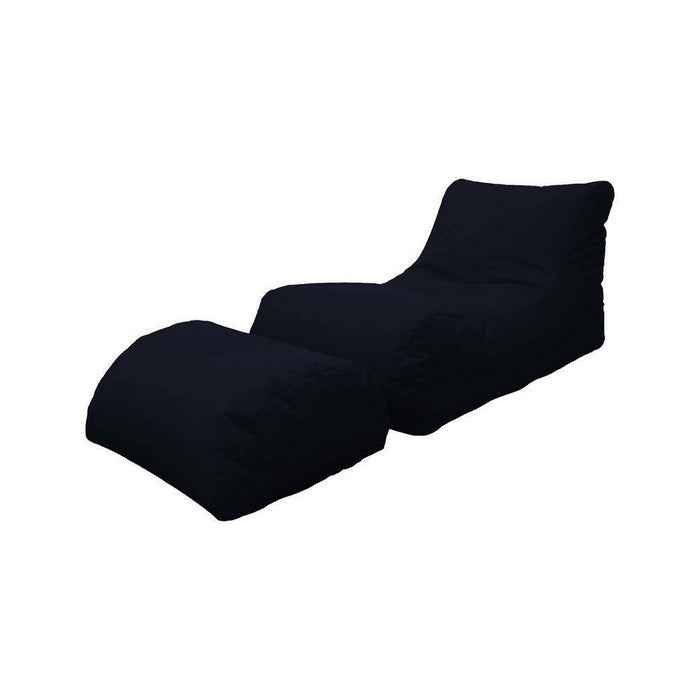 Chaise Longue moderna da Alton, Made in Italy, Poltrona con poggiapiedi in Nylon, Pouf imbottito per camera da letto, cm 120x80h60, colore Nero