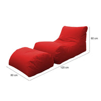 Chaise Longue moderna da Alton, Made in Italy, Poltrona con poggiapiedi in Nylon, Pouf imbottito per camera da letto, cm 120x80h60, colore Rosso