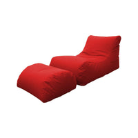 Chaise Longue moderna da Alton, Made in Italy, Poltrona con poggiapiedi in Nylon, Pouf imbottito per camera da letto, cm 120x80h60, colore Rosso