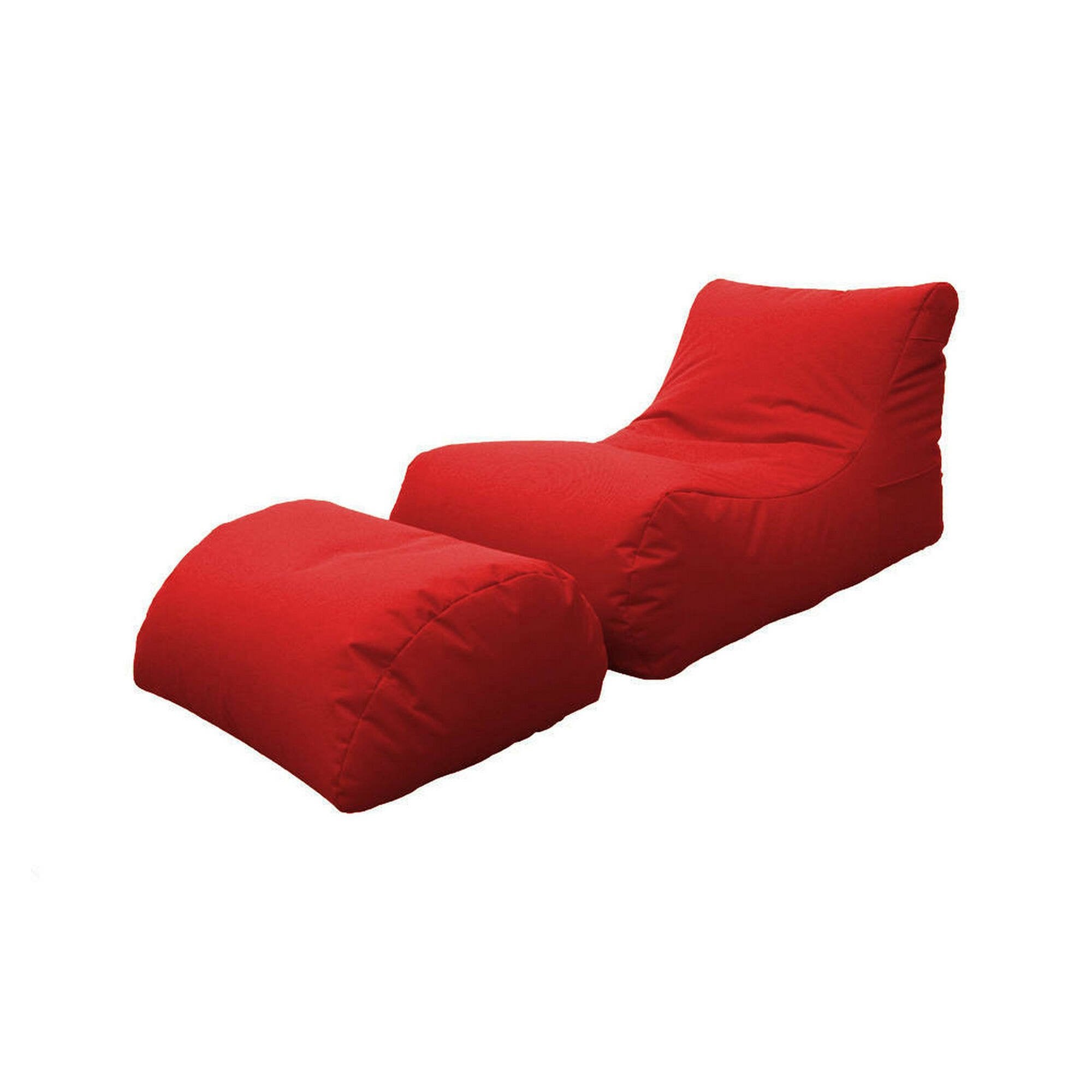 Chaise Longue moderna da Alton, Made in Italy, Poltrona con poggiapiedi in Nylon, Pouf imbottito per camera da letto, cm 120x80h60, colore Rosso
