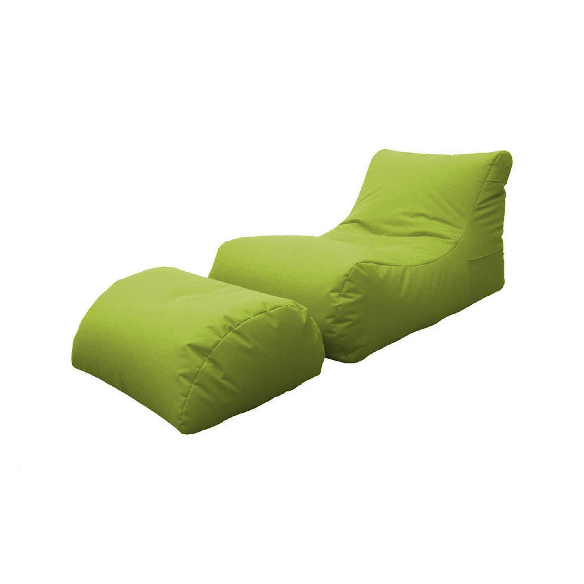 Chaise Longue moderna da Alton, Made in Italy, Poltrona con poggiapiedi in Nylon, Pouf imbottito per camera da letto, cm 120x80h60, colore Verde