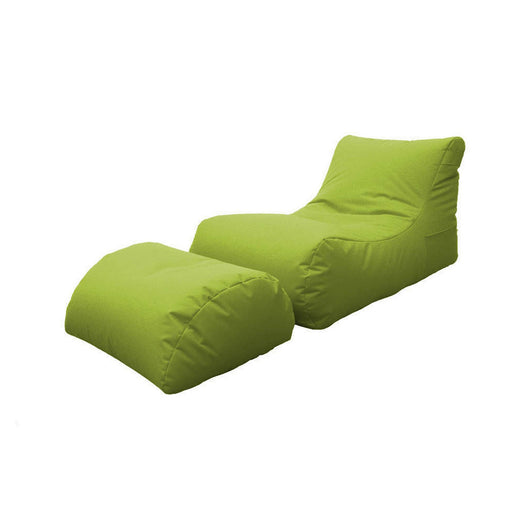 Chaise Longue moderna da Alton, Made in Italy, Poltrona con poggiapiedi in Nylon, Pouf imbottito per camera da letto, cm 120x80h60, colore Verde
