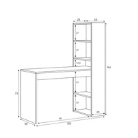 Ali, Scrivania 5 Ripiani, 120x53x144h cm Bianco