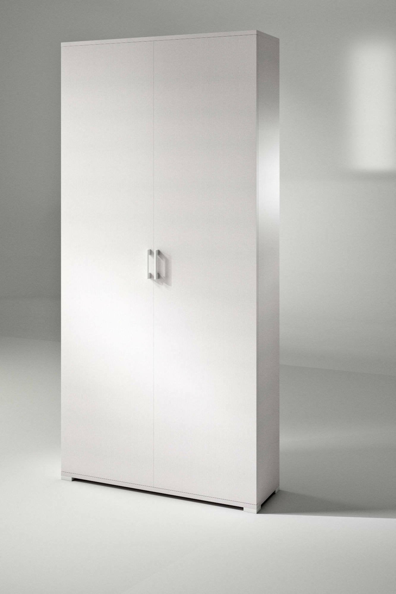 Aliosha, Armadio Multiuso 2 Ante 4 Ripiani Made in Italy, 45x195h cm Bianco