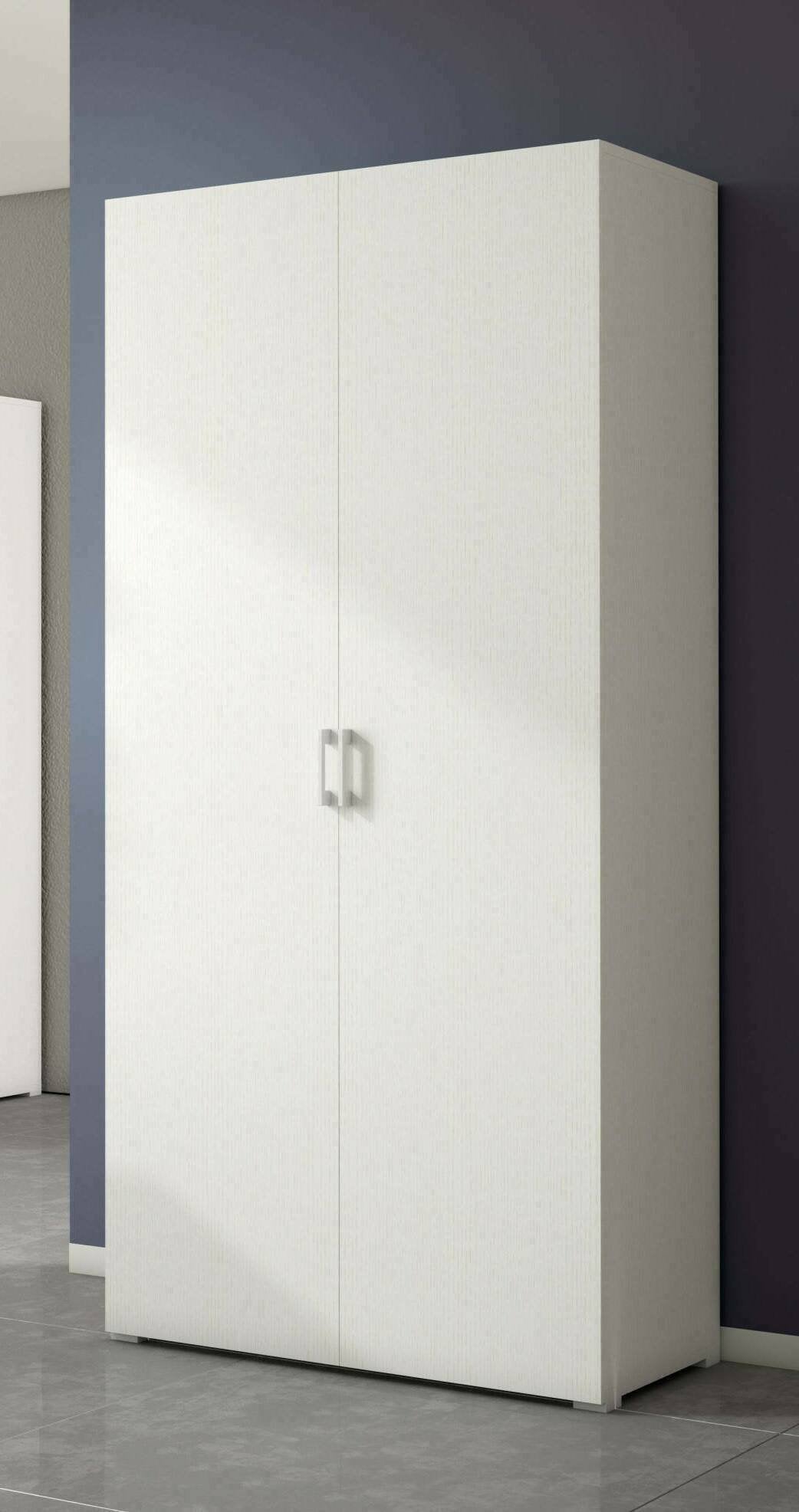 Aliosha, Armadio Multiuso 2 Ante 4 Ripiani Made in Italy, 45x195h cm Bianco